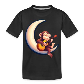 Musikalischer Affe im Halbmond - Kinder Premium Bio T-Shirt - Schwarz - Vorne