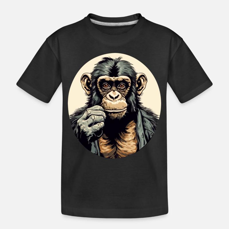 Haki der Schimpanse - Kinder Premium Bio T-Shirt - Schwarz