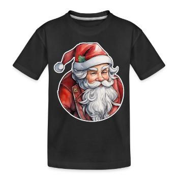 Weihnachtsmann - Traditionell und Aquarell - Kinder Premium Bio T-Shirt - Schwarz - Vorne