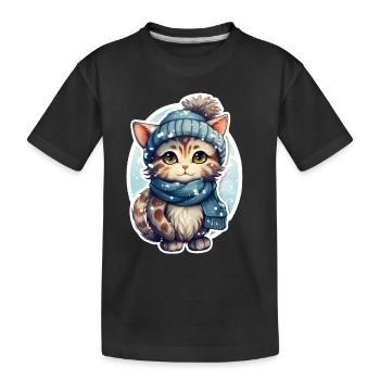 Chat en hiver - T-shirt bio Premium Enfant - noir - Devant
