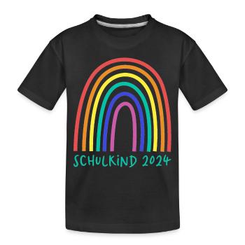 Schulkind 2024 grün - Kinder Premium Bio T-Shirt - Schwarz - Vorne