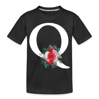 Lettre q floral rouge - T-shirt bio Premium Enfant - noir - Devant
