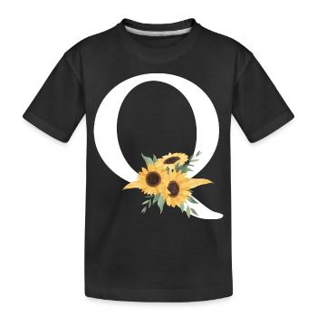 Lettre q floral tournesol - T-shirt bio Premium Enfant - noir - Devant