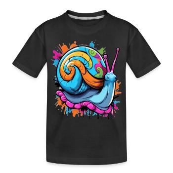Partyschnecke bunte Weinbergschnecke - Kinder Premium Bio T-Shirt - Schwarz - Vorne