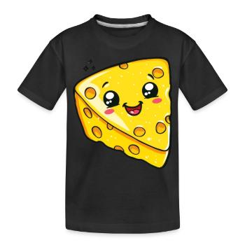 Morceau de fromage kawaii avec un visage amusant - T-shirt bio Premium Enfant - noir - Devant