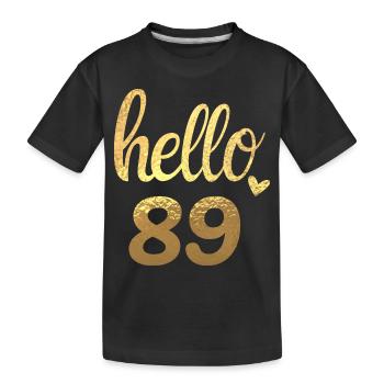 Hello 89 gold - Kids' Premium Organic T-Shirt - black - Front