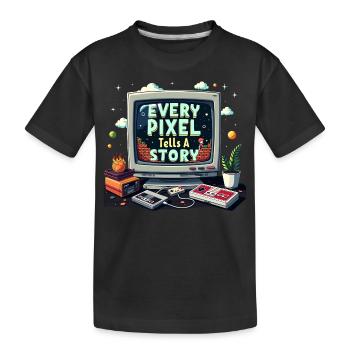 Every Pixel Tells a Story - Retro Gaming - Kids' Premium Organic T-Shirt - black - Front