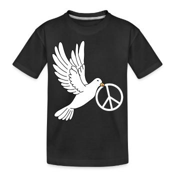 Friedenstaube mit Peacezeichen - Kinder Premium Bio T-Shirt - Schwarz - Vorne