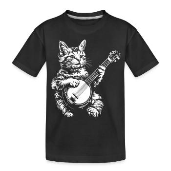 Chat Banjo Musique Cottagecore - T-shirt bio Premium Enfant - noir - Devant