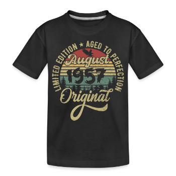 August 1957 Geburtstagsgeschenk August 1957 August - Kinder Premium Bio T-Shirt - Schwarz - Vorne