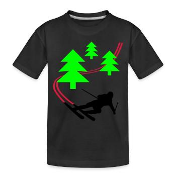 Wald Ski - Kinder Premium Bio T-Shirt - Schwarz - Vorne