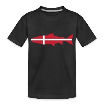 Lachs_Dänemark_umriss - Kinder Premium Bio T-Shirt - Schwarz - Vorne