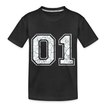 01 in white in the used look - Kids' Premium Organic T-Shirt - black - Front