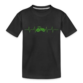 Traktor Herzschlag Bauer Geschenk - Kinder Premium Bio T-Shirt - Schwarz - Vorne