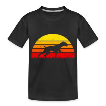 Drahtharr Hunting Dog Sunset Dogs - Kids' Premium Organic T-Shirt - black - Front