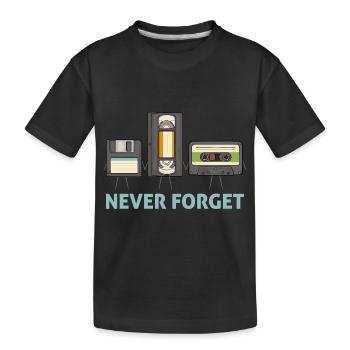 Never Forget Floppy Disk Video Tape Cassette - Kids' Premium Organic T-Shirt - black - Front
