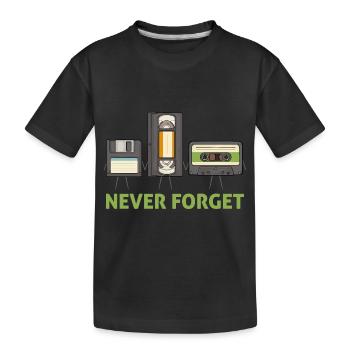 Never Forget Floppy Disk Video Tape Cassette - Kids' Premium Organic T-Shirt - black - Front