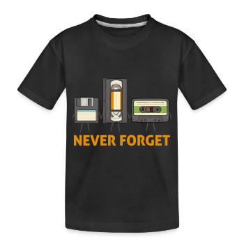 Never Forget Floppy Disk Video Tape Cassette - Kids' Premium Organic T-Shirt - black - Front