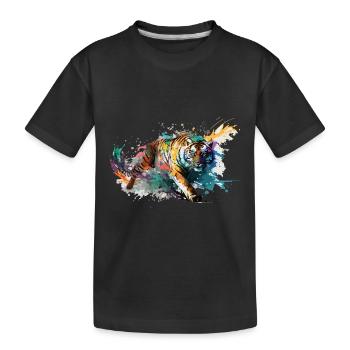 Tiger Splash Grunge Colorful Animal Predator Art - Kids' Premium Organic T-Shirt - black - Front