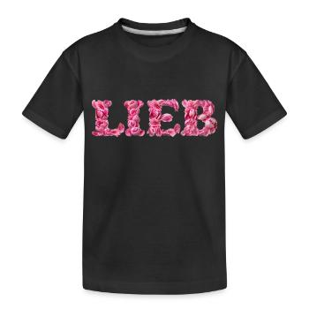 Lieb mit Rosenblättern geschrieben - Kinder Premium Bio T-Shirt - Schwarz - Vorne