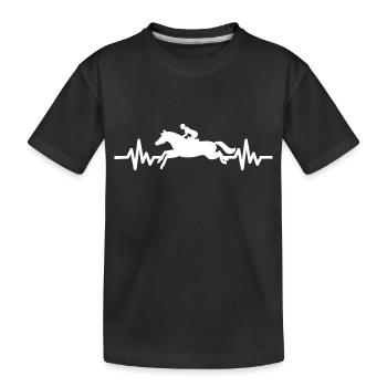 Herzschlag - Pferd Hengst Stute Ross Reitsport - Kinder Premium Bio T-Shirt - Schwarz - Vorne