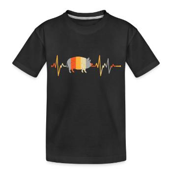 Heartbeat Pig Farmer - Kids' Premium Organic T-Shirt - black - Front