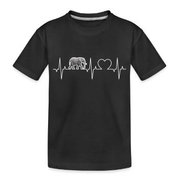 Elefanten Herzschlag Elefant Afrika EKG Elefant - Kinder Premium Bio T-Shirt - Schwarz - Vorne