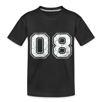 08 in white in the used look - Kids' Premium Organic T-Shirt - black - Front