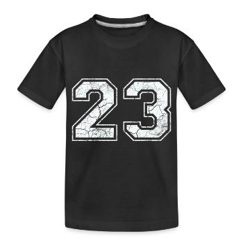 23 in white in the used look - Kids' Premium Organic T-Shirt - black - Front