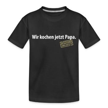 Wir kochen jetzt Papa Satzzeichen Komma Leben Vati - Kinder Premium Bio T-Shirt - Schwarz - Vorne