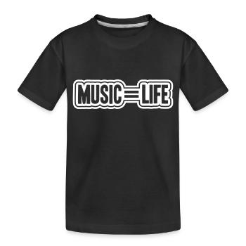 Music is Life Music = Life Equal Sign - Kids' Premium Organic T-Shirt - black - Front