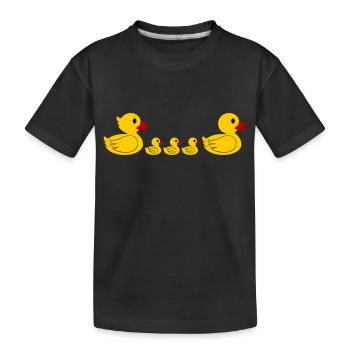 Duck Family 2 - Kids' Premium Organic T-Shirt - black - Front