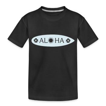 Aloha Surfbrett - Kinder Premium Bio T-Shirt - Schwarz - Vorne