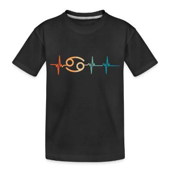Krebs Herzschlag Sternzeichen - Kinder Premium Bio T-Shirt - Schwarz - Vorne
