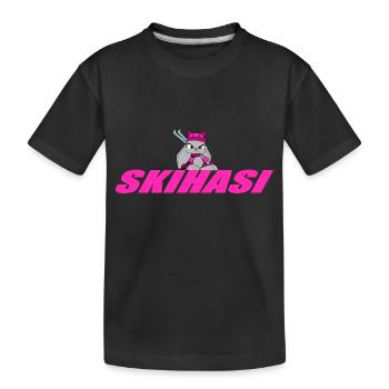 Skihasi lustige Bilder, lustige Sprüche Hasi - Kinder Premium Bio T-Shirt - Schwarz - Vorne