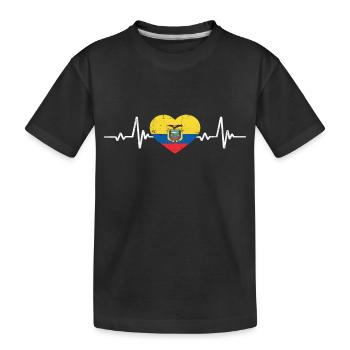Ecuador Herz Flagge Retro - Kinder Premium Bio T-Shirt - Schwarz - Vorne