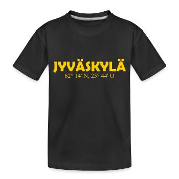 Jyväskylä - Finlande - Coordonnées - Longitude - T-shirt bio Premium Enfant - noir - Devant