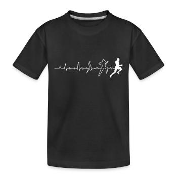 "Pulsschlag Laufen" - Kinder Premium Bio T-Shirt - Schwarz - Vorne