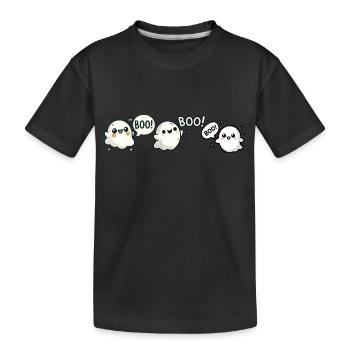 Halloween Kostüm Gespenster Boo - Kinder Premium Bio T-Shirt - Schwarz - Vorne