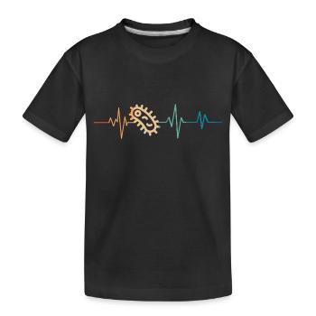 Retro Heartbeat Bakterien - Kinder Premium Bio T-Shirt - Schwarz - Vorne