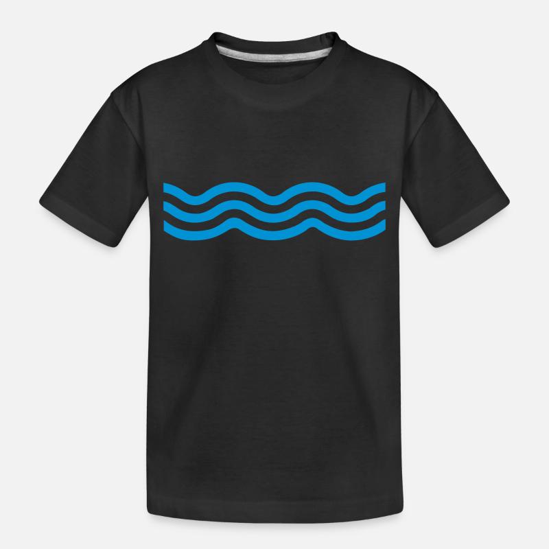 Blaue Wellen - Kinder Premium Bio T-Shirt - Schwarz