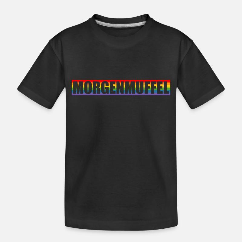 Morgenmuffel regenbogen Silhouette - Kinder Premium Bio T-Shirt - Schwarz