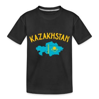 Kasachstan Karte Kasachische Flagge Kasache - Kinder Premium Bio T-Shirt - Schwarz - Vorne