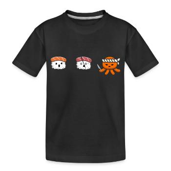 Sushi Ninja Angriff - Kinder Premium Bio T-Shirt - Schwarz - Vorne