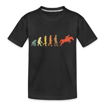 Pferd Reiten Evolution Vintge Retro - Kinder Premium Bio T-Shirt - Schwarz - Vorne