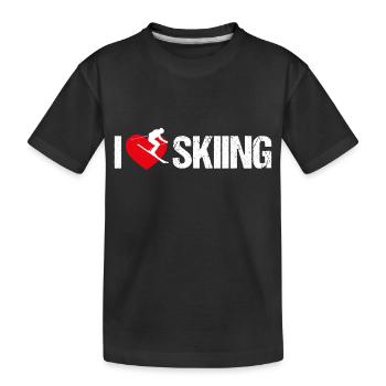 I love skiing - Kinder Premium Bio T-Shirt - Schwarz - Vorne