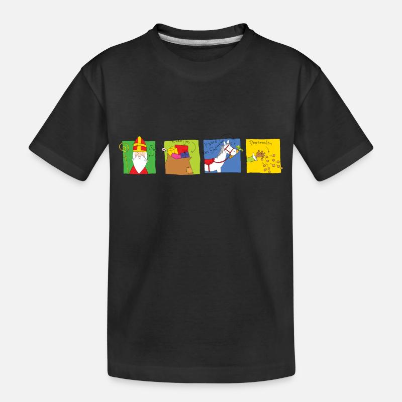 Sinterklaas 4 in einer Reihe - Kinder Premium Bio T-Shirt - Schwarz