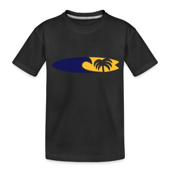 Planche de surf Vague, Palmier, - T-shirt bio Premium Enfant - noir - Devant