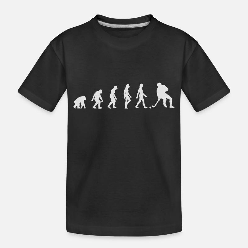 Die Evolution des Hockey - Kinder Premium Bio T-Shirt - Schwarz