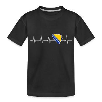 Ich liebe Bosnien und Herzegowina - Herzschlag - Kinder Premium Bio T-Shirt - Schwarz - Vorne